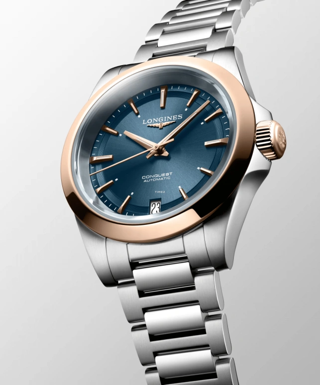 Longines,Sport 34mm,34mm,Stainless Steel,Rose Gold,Blue,Automatic,Day,Anti-magnetic,L3,L3.430.5.92.6