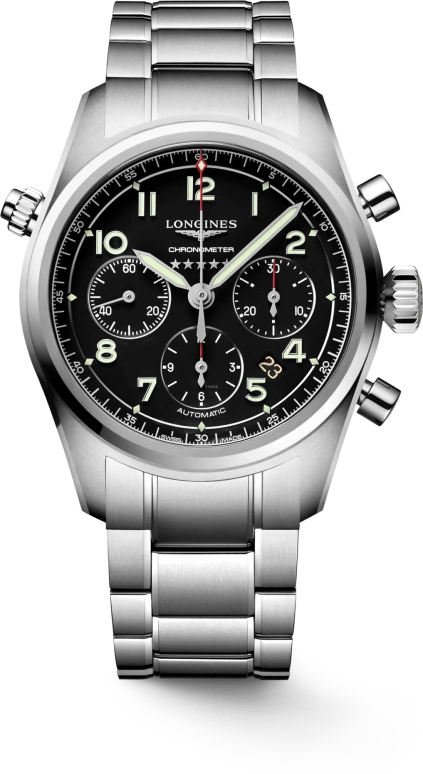 Longines,Spirit 42mm,42mm,Stainless Steel,Black,Automatic,Chronograph,Date,Column Wheel,L3,L3.820.4.53.6