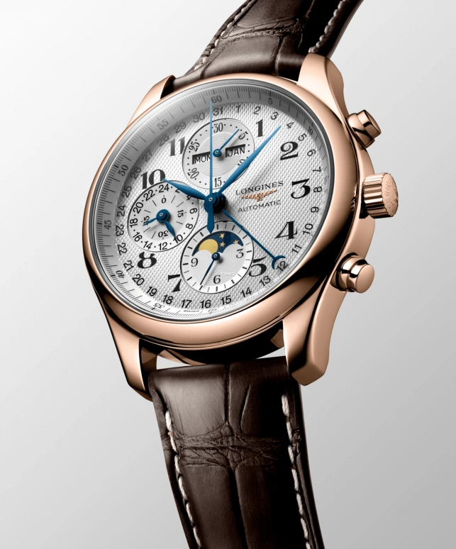 Longines,Master 42mm,42mm,Rose Gold,Silver,Automatic,Chronograph,Moonphase,Month,Date,66hours,In-house Caliber,L2,L2.773.8.78.3