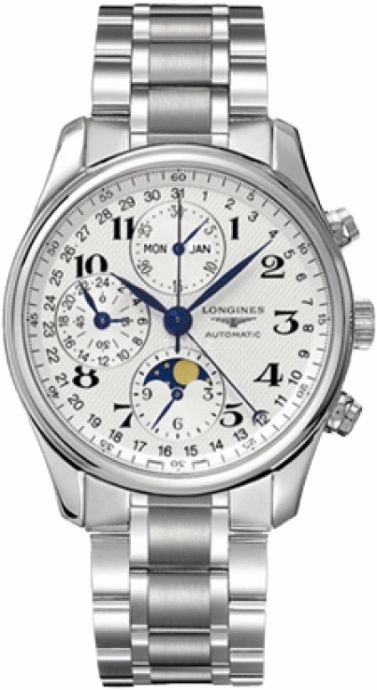 Longines,Master 40mm,40mm,Stainless Steel,Beige,Automatic,Chronograph,Moonphase,Month,Date,42hours,In-house Caliber,L2,L2.673.4.78.6