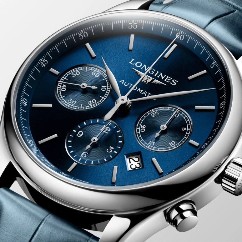 Longines,Master 42mm,42mm,Stainless Steel,Blue,Automatic,Chronograph,Day,Column Wheel,L2,L2.759.4.92.0