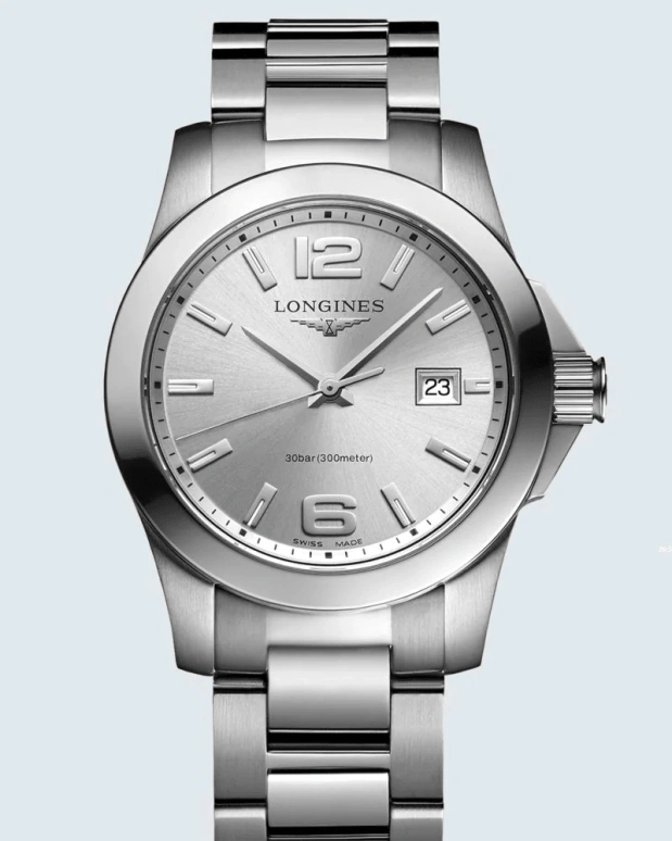 Longines,Conquest 34mm,34mm,Stainless Steel,Silver,Quartz,Date,26280hours,L3,L3.377.4.76.6