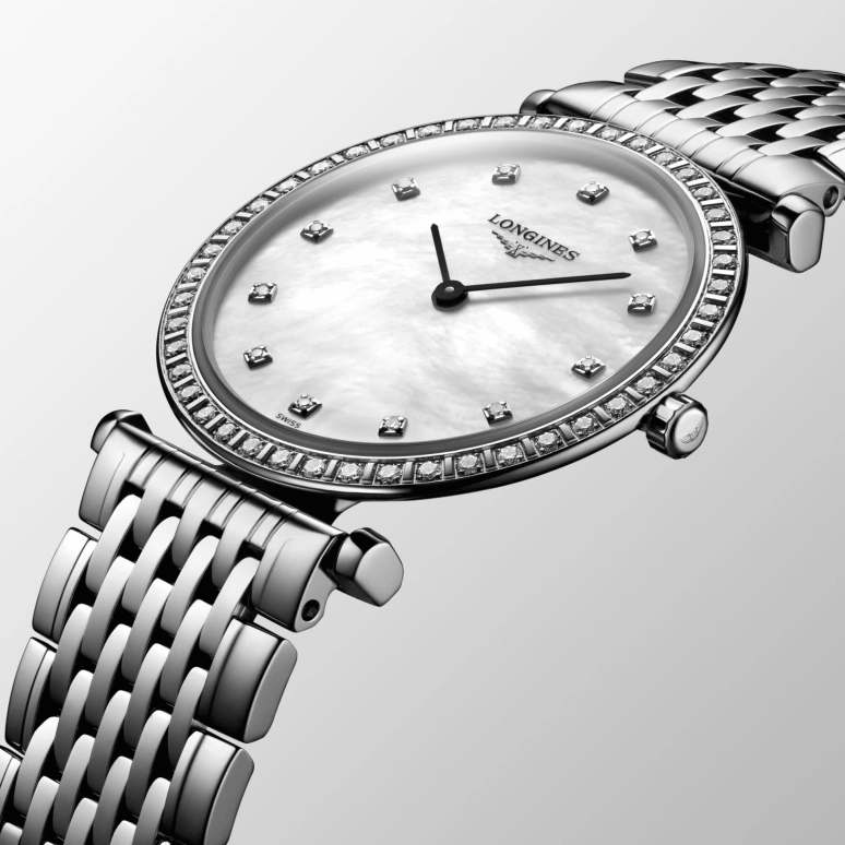 Longines,Elegant 29mm,29mm,Stainless Steel,White,Black,Quartz,In-house Caliber,Sapphire,L4,L4.523.0.87.6