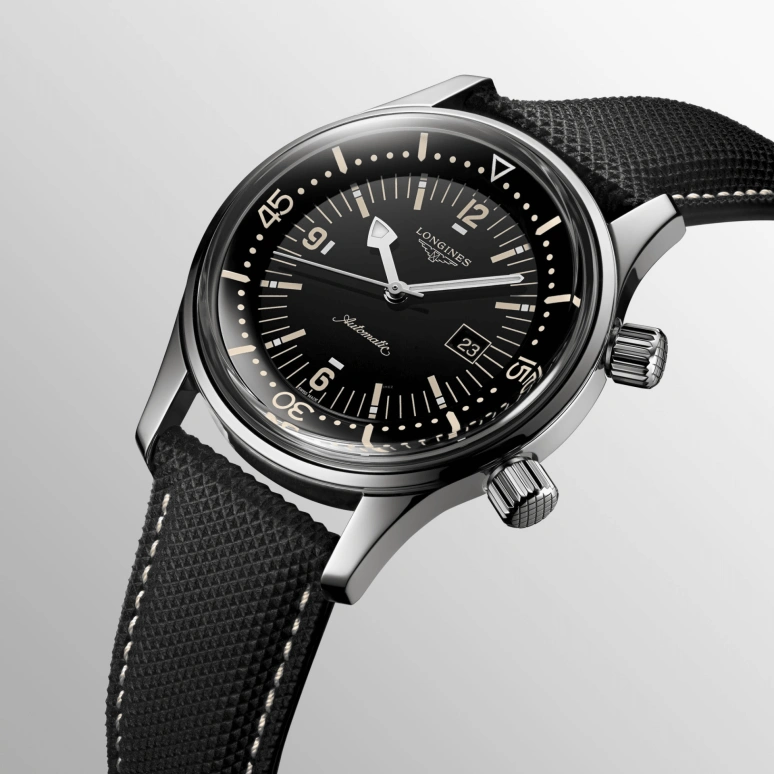 Longines,Heritage Classic 36mm,36mm,Stainless Steel,Black,Automatic,Date,40hours,L3,L3.374.4.50.0