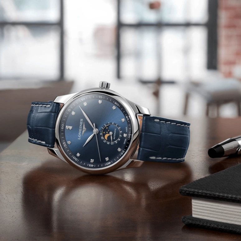 Longines,Master 40mm,40mm,Stainless Steel,Blue,Automatic,Moonphase,Day,L2,L2.909.4.97.0