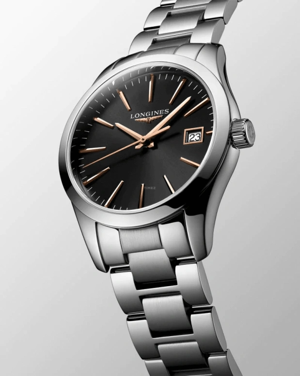 Longines,Conquest Classic 34mm,34mm,Stainless Steel,Black,Quartz,Date,26280hours,L2,L2.386.4.52.6