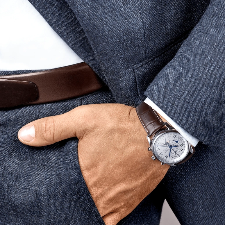 Longines,Master 40mm,40mm,Stainless Steel,Silver,Automatic,Chronograph,Moonphase,Month,Date,66hours,In-house Caliber,L2,L2.673.4.78.3