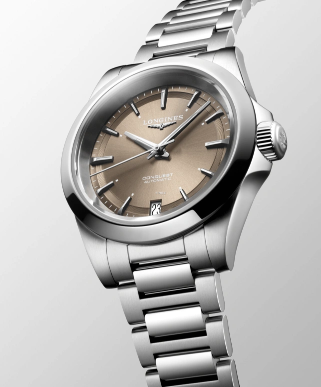 Longines,Conquest 34mm,34mm,Stainless Steel,Brown,Automatic,Day,72hours,L3,L3.430.4.62.6
