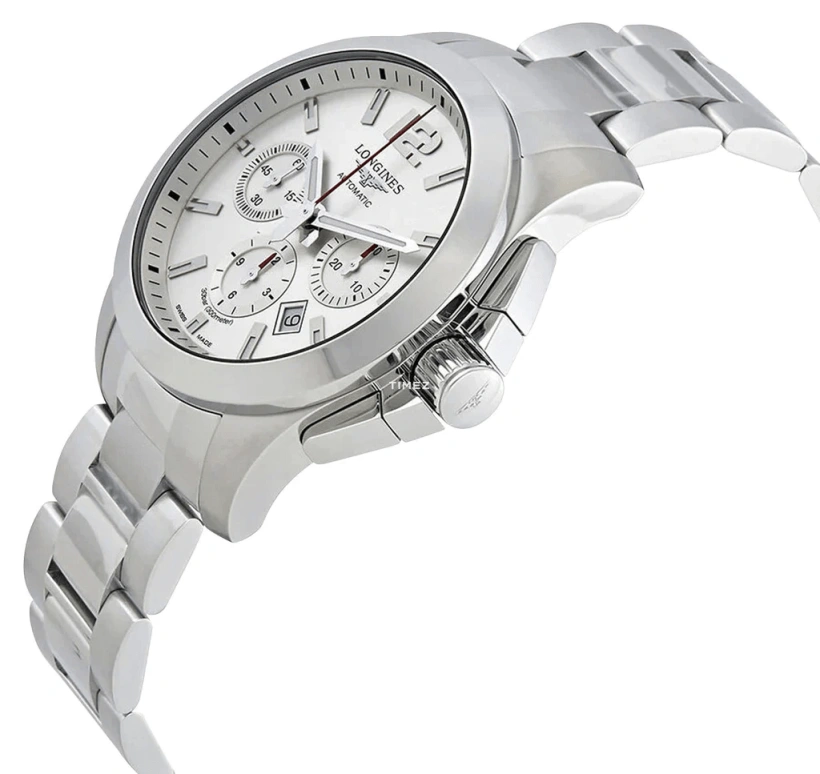 Longines,Conquest 44mm,44mm,Stainless Steel,Silver,Automatic,Chronograph,Day,L3,L3.801.4.76.6