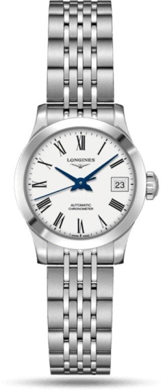 Longines,Record 26mm,26mm,Stainless Steel,White,Automatic,Date,40hours,L2,L2.320.4.11.6