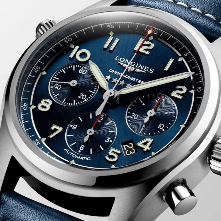 Longines,Spirit 42mm,42mm,Stainless Steel,Blue,Automatic,Chronograph,Date,Column Wheel,L3,L3.820.4.93.0