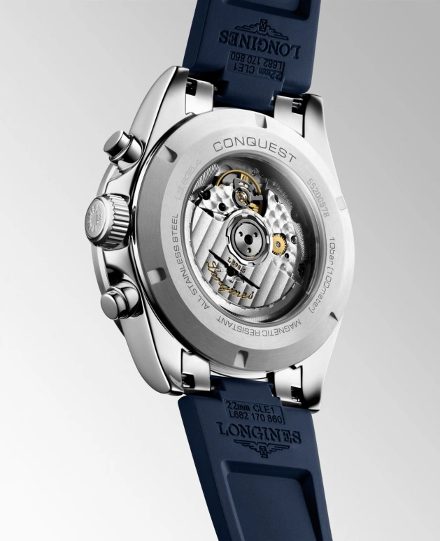 Longines,Sport 42mm,42mm,Stainless Steel,Silver,Blue,Automatic,Chronograph,Anti-magnetic,L3,L3.835.4.98.9