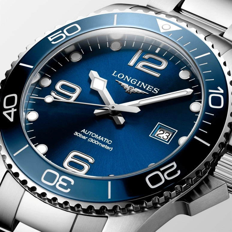 Longines,HydroConquest 43mm,43mm,Stainless Steel,Blue,Automatic,Date,65hours,L3,L3.782.4.96.6