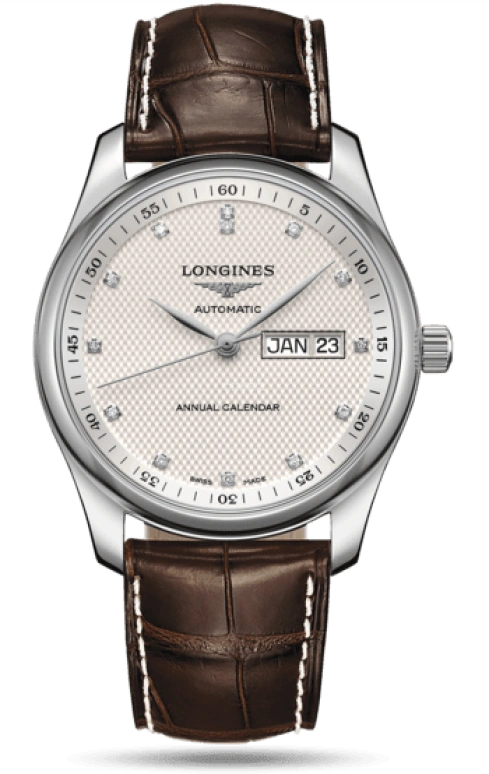 Longines,Master 40mm,40mm,Stainless Steel,Silver,Automatic,Annual Calendar,Month,Day,L2,L2.910.4.77.3
