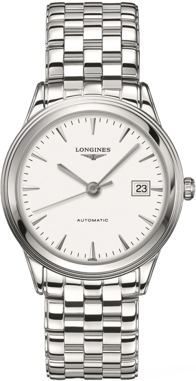 Longines,Flagship 38.50mm,38.50mm,Stainless Steel,White,Automatic,Chronograph,Date,L4,L4.874.4.12.6