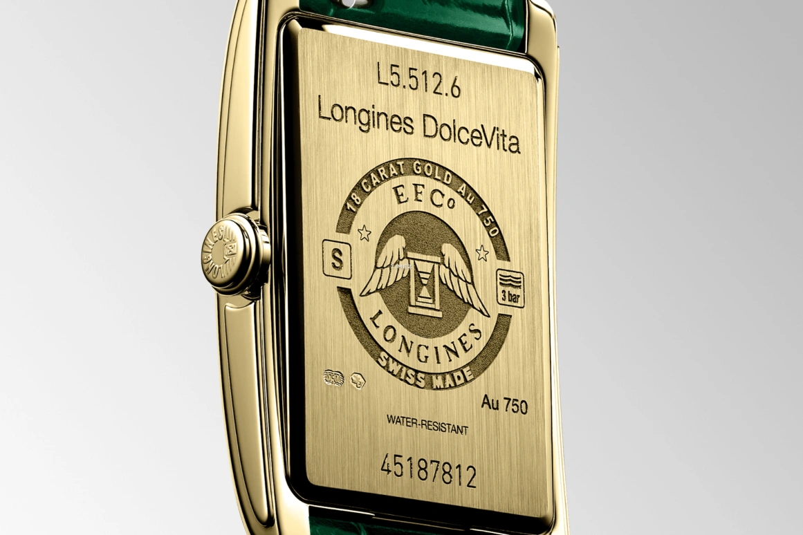 Longines,DolceVita 23x37mm,23x37mm,Yellow Gold,Green,Quartz,26280hours,In-house Caliber,L5,L5.512.6.95.2