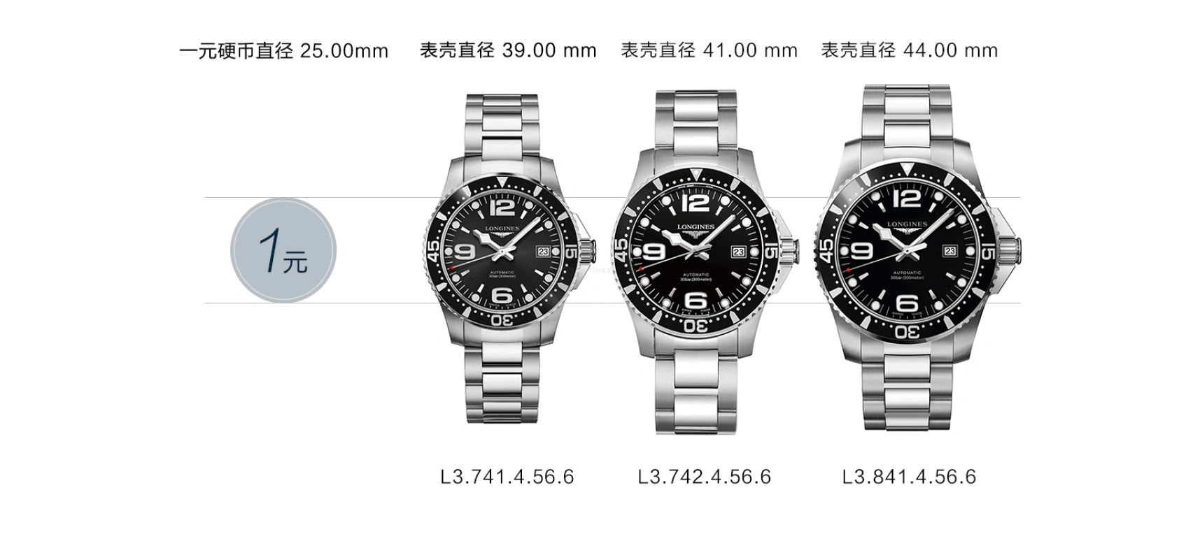 Longines,HydroConquest 41mm,41mm,Stainless Steel,Black,Automatic,Date,65hours,L3,L3.742.4.56.6