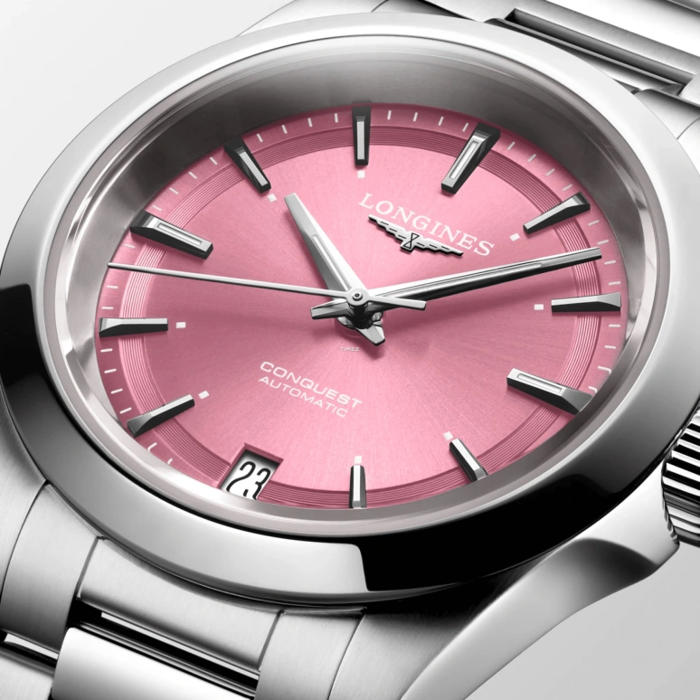 Longines,Sport 34mm,34mm,Stainless Steel,Pink,Automatic,Day,Anti-magnetic,L3,L3.430.4.99.6