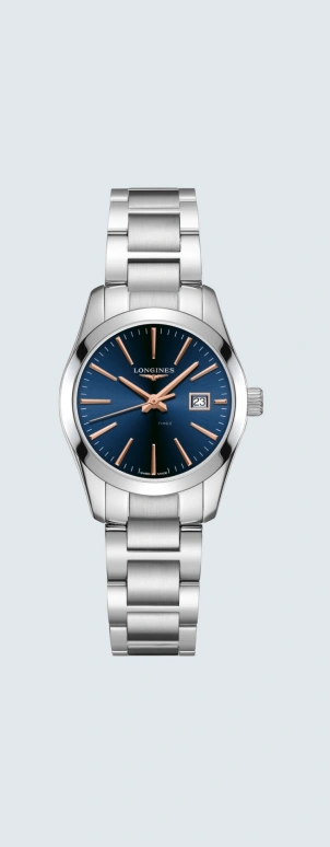 Longines,Conquest Classic 29.50mm,29.50mm,Stainless Steel,Blue,Quartz,Date,Jumping Minutes,L2,L2.286.4.92.6