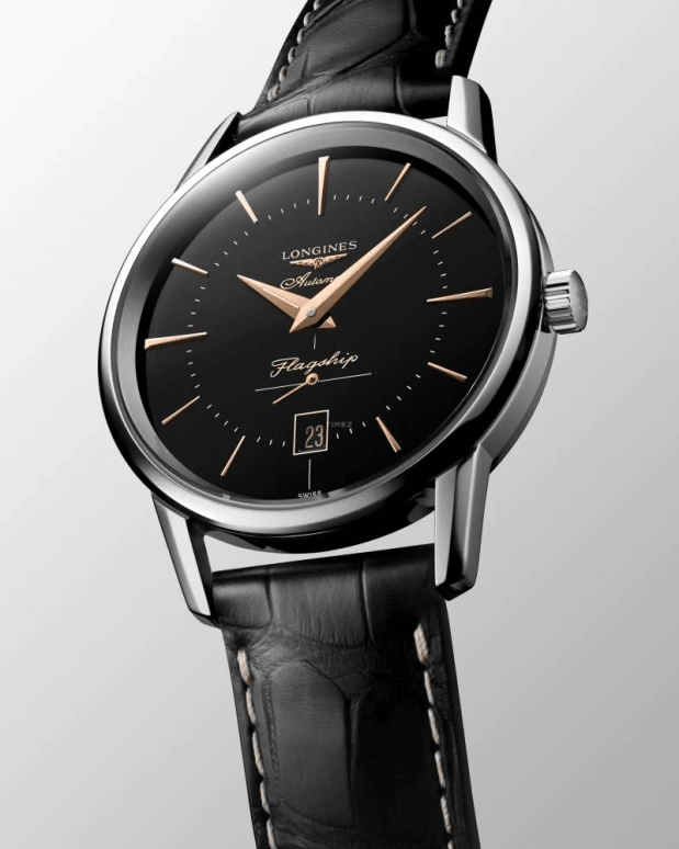 Longines,Heritage Classic 38.50mm,38.50mm,Stainless Steel,Black,Automatic,Date,42hours,L4,L4.795.4.58.0