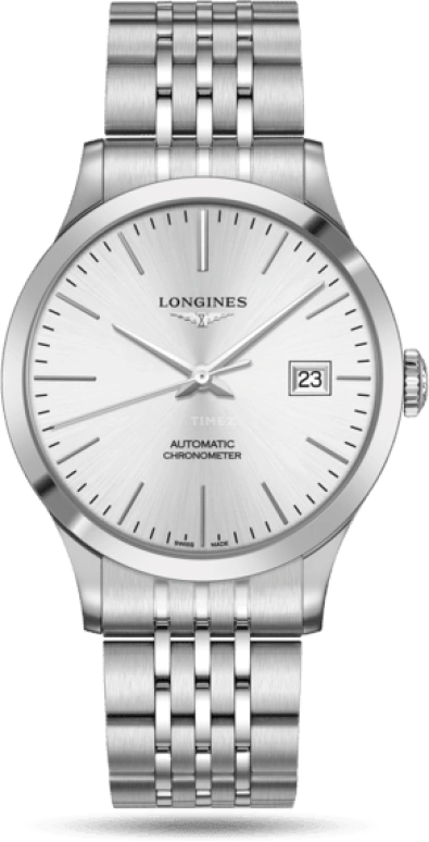 Longines,Record 40mm,40mm,Stainless Steel,Silver,Automatic,Date,40hours,L2,L2.821.4.72.6