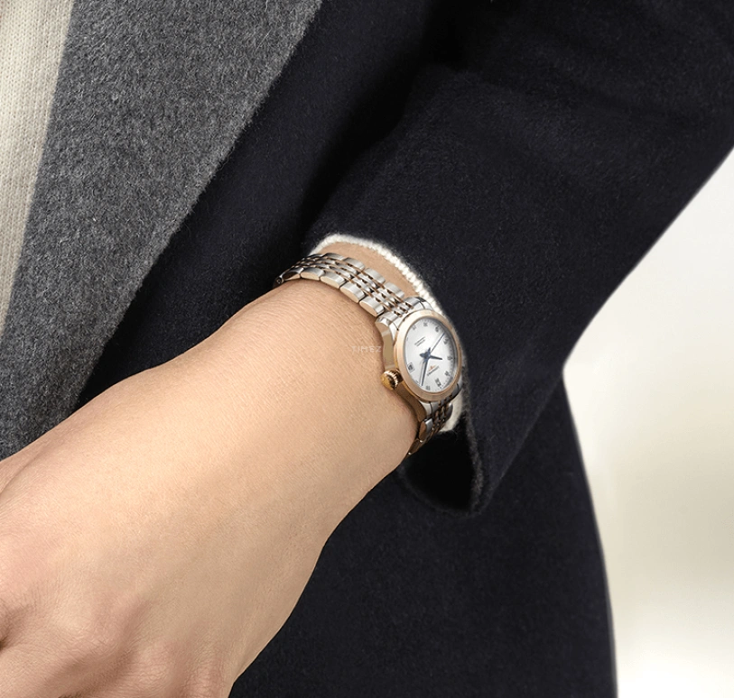 Longines,Record 26mm,26mm,Pink Gold,Stainless Steel,White,Automatic,Date,40hours,L2,L2.320.5.87.7