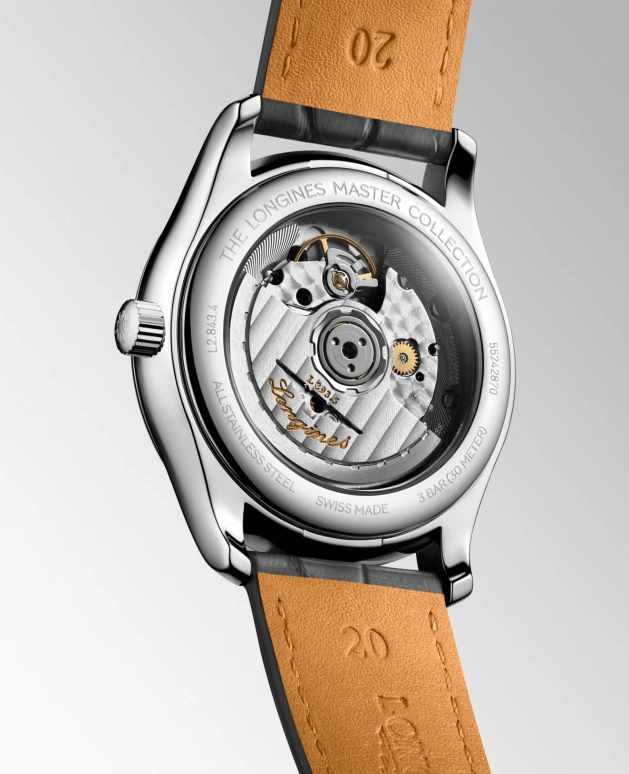 Longines,Master 38.50mm,38.50mm,Stainless Steel,Grey,Silver,Automatic,72hours,In-house Caliber,L2,L2.843.4.73.2