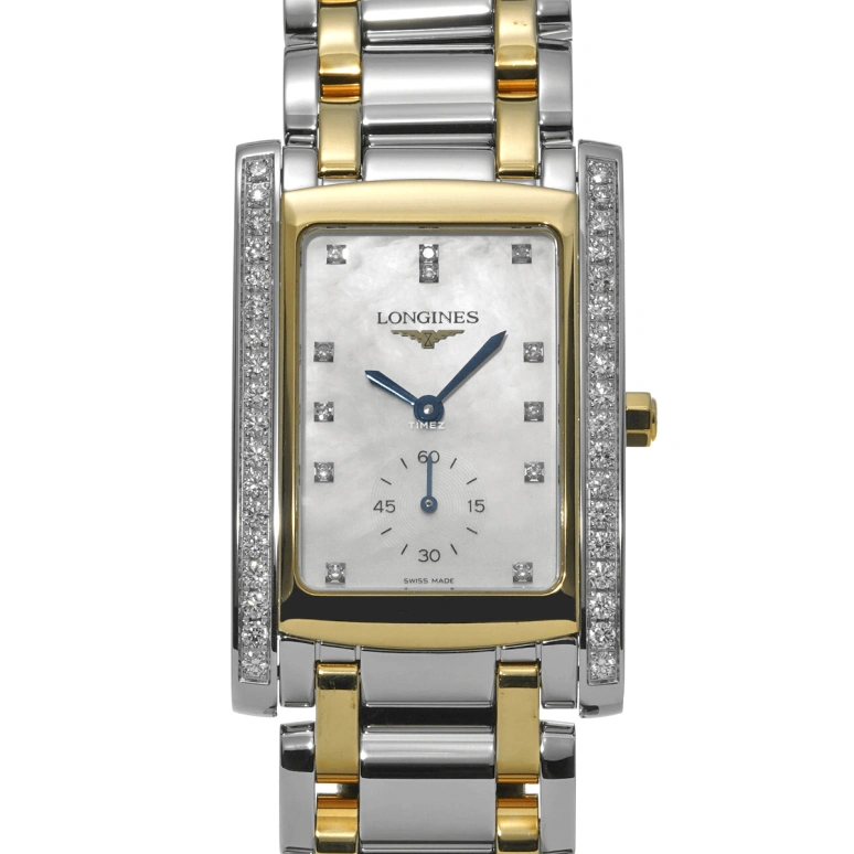 Longines,DolceVita 26.30x32.10mm,26.30x32.10mm,Stainless Steel,Yellow Gold,White,Quartz,In-house Caliber,Sapphire,Crystal Glass,L5,L5.655.5.09.7