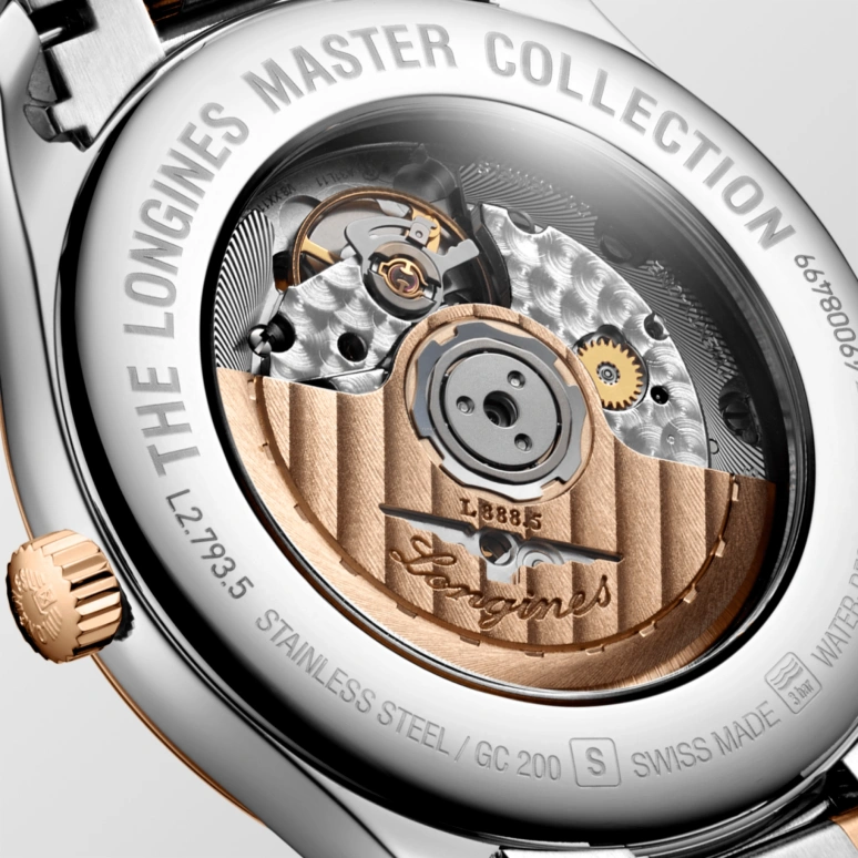 Longines,Master 40mm,40mm,Pink Gold,Stainless Steel,Silver,Automatic,Date,65hours,L2,L2.793.5.79.7