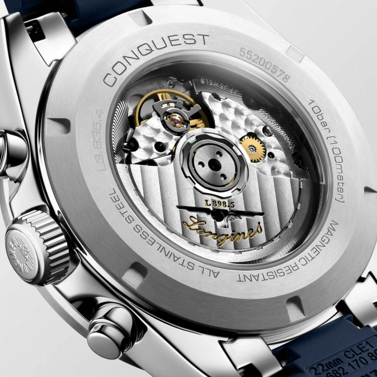 Longines,Sport 42mm,42mm,Stainless Steel,Silver,Blue,Automatic,Chronograph,Anti-magnetic,L3,L3.835.4.98.9