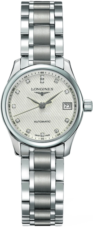 Longines,Master 25.50mm,25.50mm,Stainless Steel,Beige,Automatic,Date,40hours,L2,L2.128.4.77.6