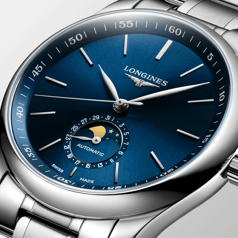 Longines,Master 40mm,40mm,Stainless Steel,Blue,Automatic,Moonphase,Day,L2,L2.909.4.92.6