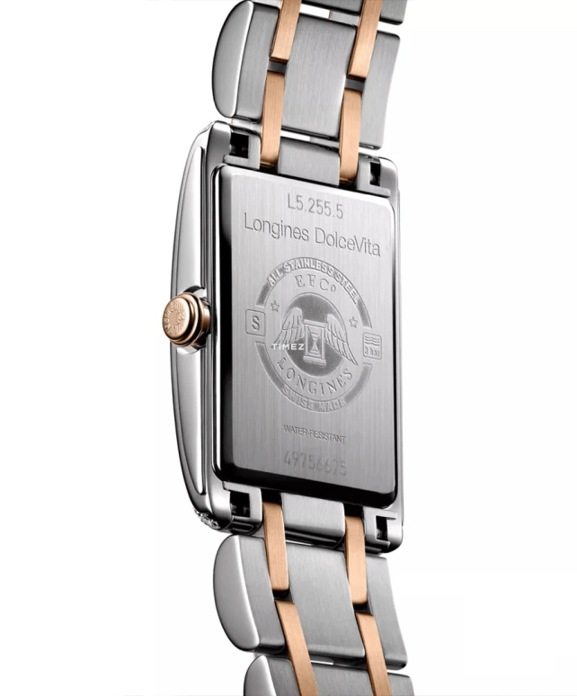 Longines,DolceVita 25.80x42mm,25.80x42mm,Stainless Steel,Rose Gold,Silver,Quartz,In-house Caliber,Sapphire,Crystal Glass,L5,L5.755.5.71.7
