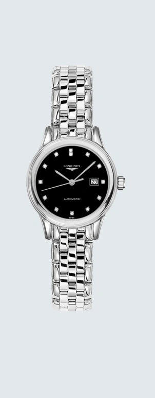 Longines,Flagship 30mm,30mm,Stainless Steel,Black,Automatic,Date,40hours,L4,L4.374.4.57.6