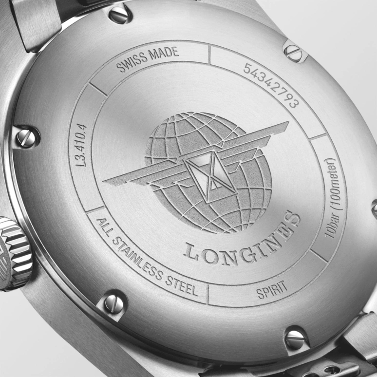 Longines,Spirit 37mm,37mm,Stainless Steel,Black,Automatic,Date,64hours,L3,L3.410.4.53.6