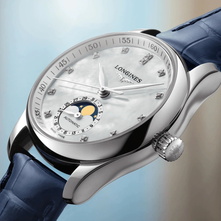 Longines,Master 34mm,34mm,Stainless Steel,White,Automatic,Moonphase,Date,L2,L2.409.4.87.0