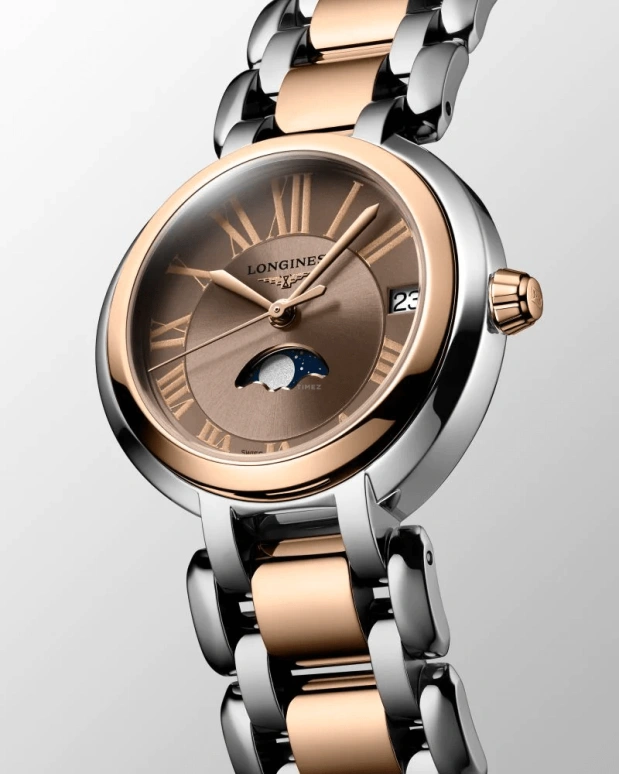 Longines,Elegant 30.50mm,30.50mm,Stainless Steel,Pink,Champagne,Quartz,In-house Caliber,Sapphire,L8,L8.115.5.61.7