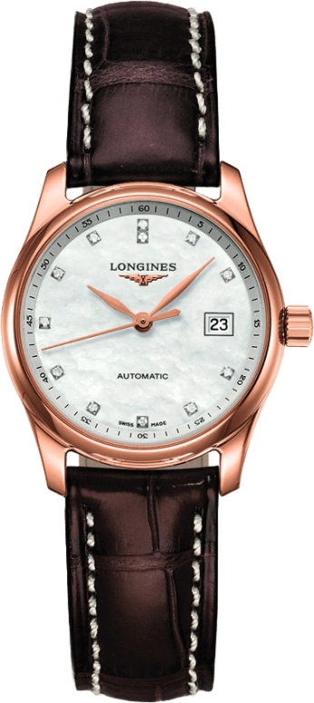 Longines,Master 29mm,29mm,Pink Gold,Pink,White,Automatic,Date,40hours,L2,L2.257.8.87.3