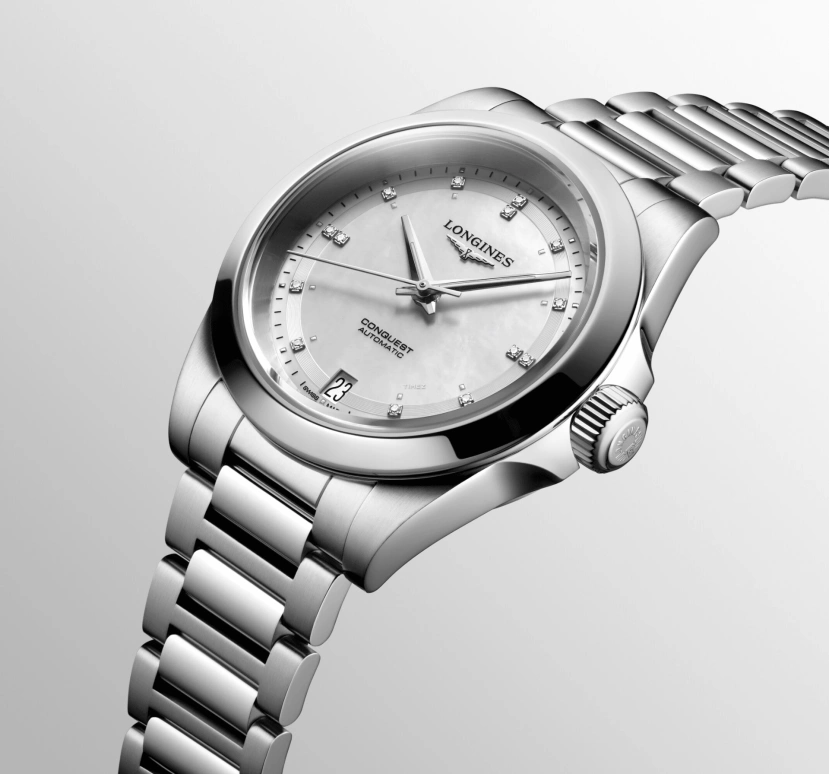 Longines,Conquest 34mm,34mm,Stainless Steel,White,Automatic,Day,72hours,L3,L3.430.4.87.6