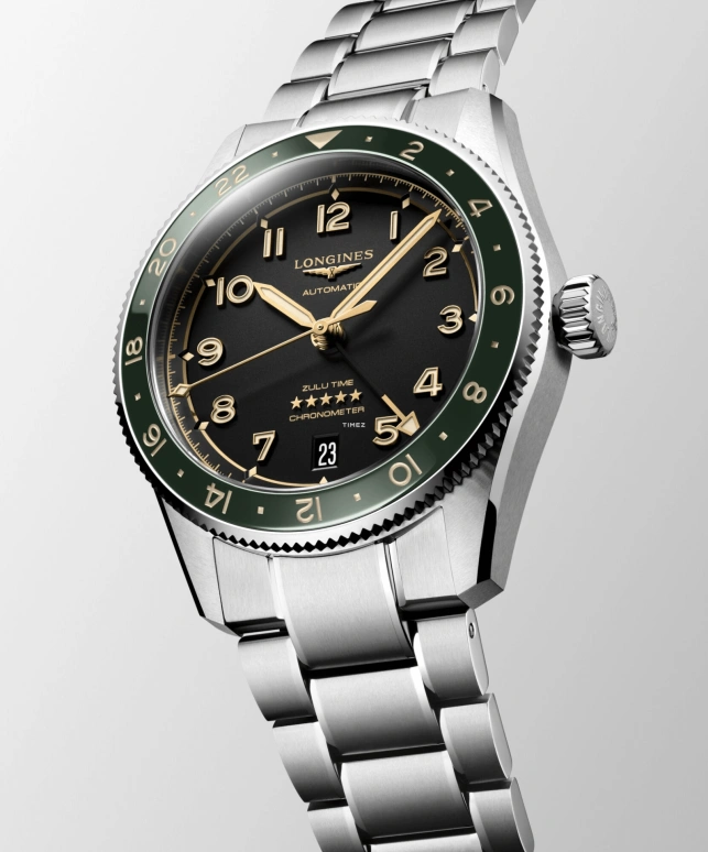 Longines,Spirit 39mm,39mm,Stainless Steel,Black,Automatic,Day,Dule Time,L3,L3.802.4.63.6