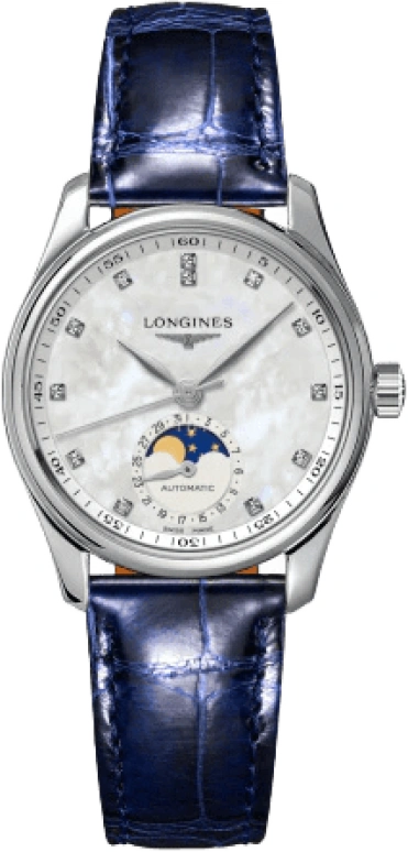 Longines,Master 34mm,34mm,Stainless Steel,White,Automatic,Moonphase,Date,L2,L2.409.4.87.0