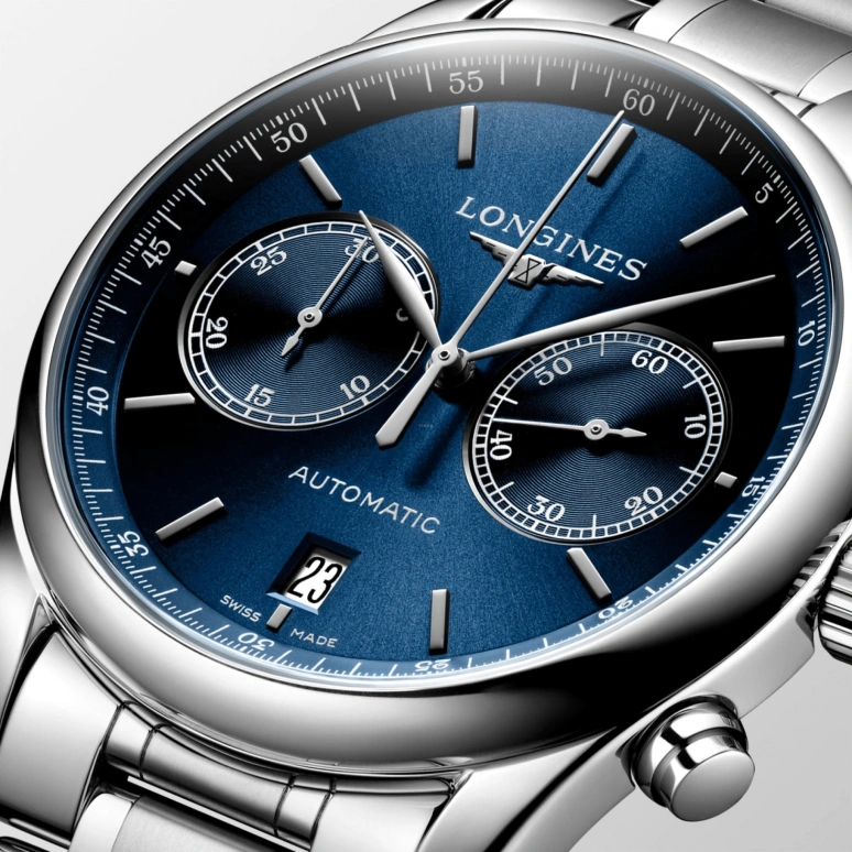 Longines,Master 40mm,40mm,Stainless Steel,Blue,Automatic,Chronograph,Date,L2,L2.629.4.92.6