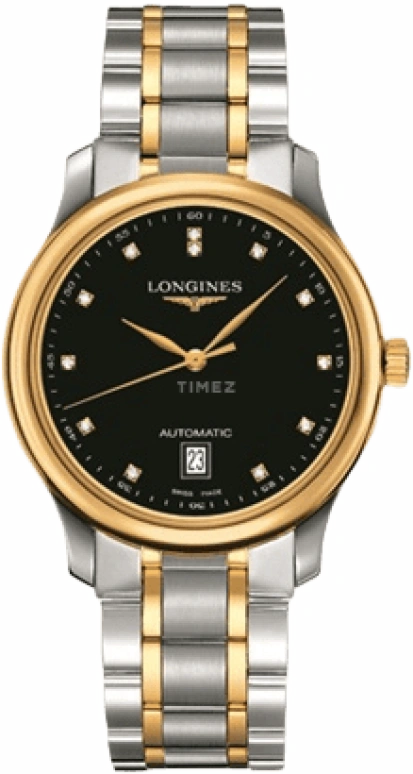 Longines,Master 38.50mm,38.50mm,Yellow Gold,Stainless Steel,Black,Automatic,Chronograph,Date,L2,L2.628.5.57.7