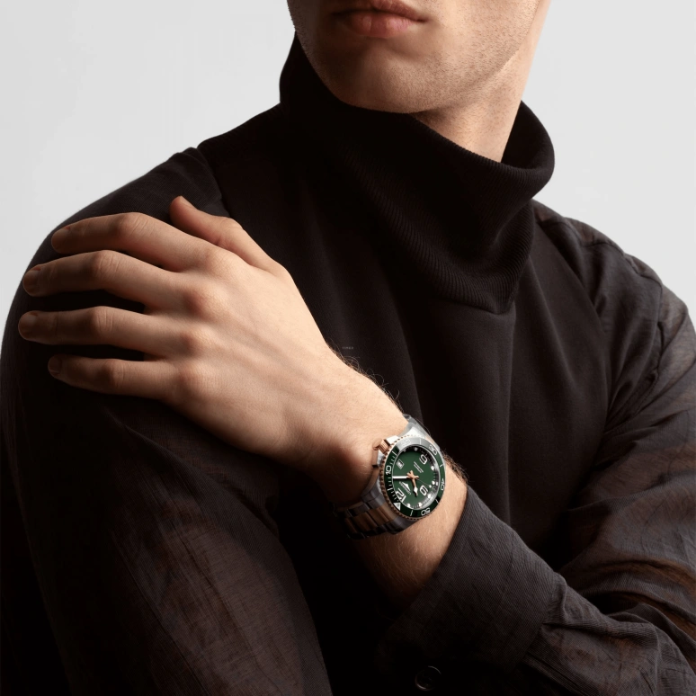 Longines,HydroConquest 43mm,43mm,Ceramic,Stainless Steel,Green,Automatic,Date,64hours,L3,L3.782.3.06.7