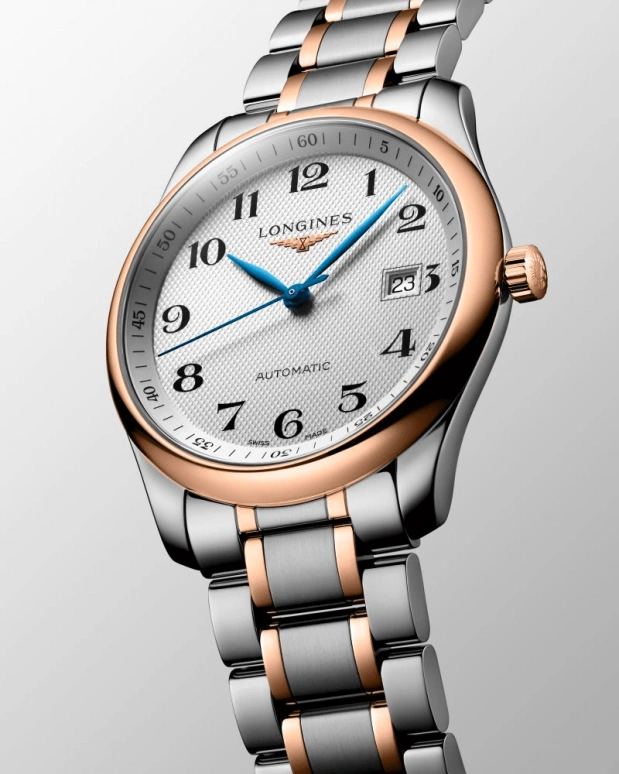 Longines,Master 40mm,40mm,Pink Gold,Stainless Steel,Silver,Automatic,Date,65hours,L2,L2.793.5.79.7