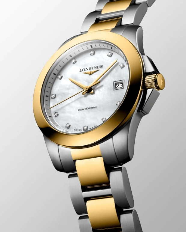 Longines,Conquest 34mm,34mm,Stainless Steel,White,Quartz,Day,26280hours,L3,L3.377.3.87.7
