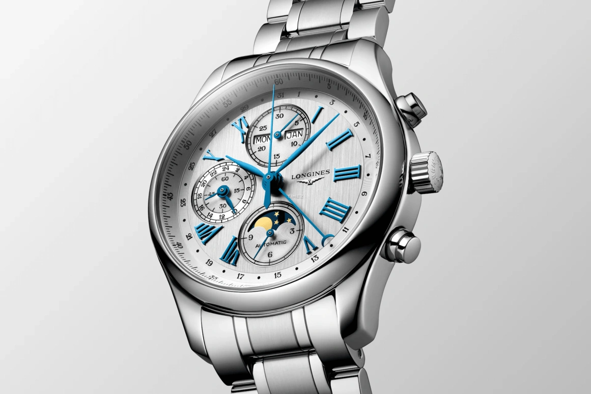Longines,Master 42mm,42mm,Stainless Steel,Silver,Automatic,Chronograph,Moonphase,Month,Date,54hours,In-house Caliber,L2,L2.773.4.71.6
