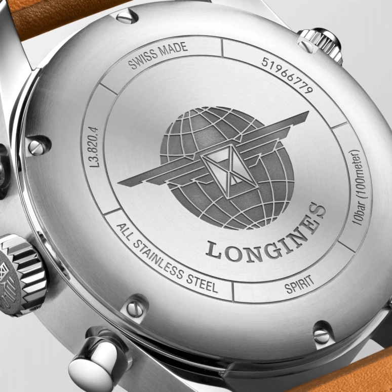 Longines,Spirit 42mm,42mm,Stainless Steel,Silver,Automatic,Chronograph,Date,Column Wheel,L3,L3.820.4.73.2