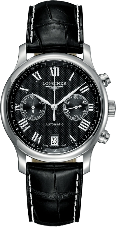 Longines,Master 39mm,39mm,Stainless Steel,Black,Automatic,Chronograph,Date,L2,L2.669.4.51.7