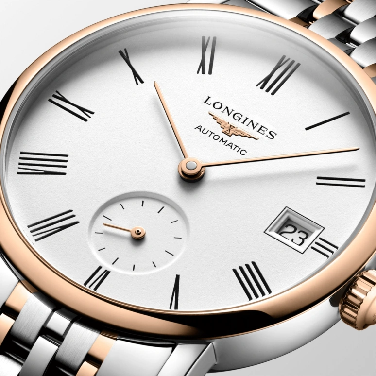 Longines,Elegant 34.50mm,34.50mm,Pink Gold,Stainless Steel,White,Automatic,Day,72hours,L4,L4.312.5.11.7
